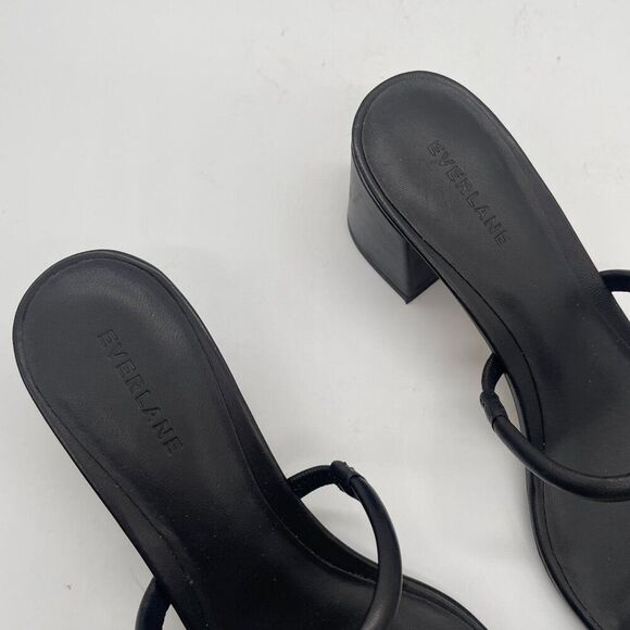 Everlane The Double Strap Heel Women 10.5 Black Slip On Leather Square Toe Block - Picture 8 of 11